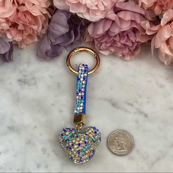 Chic Multicolor Blue Crystal & Leather Mickey Mouse Keychain - Picture 12 of 14